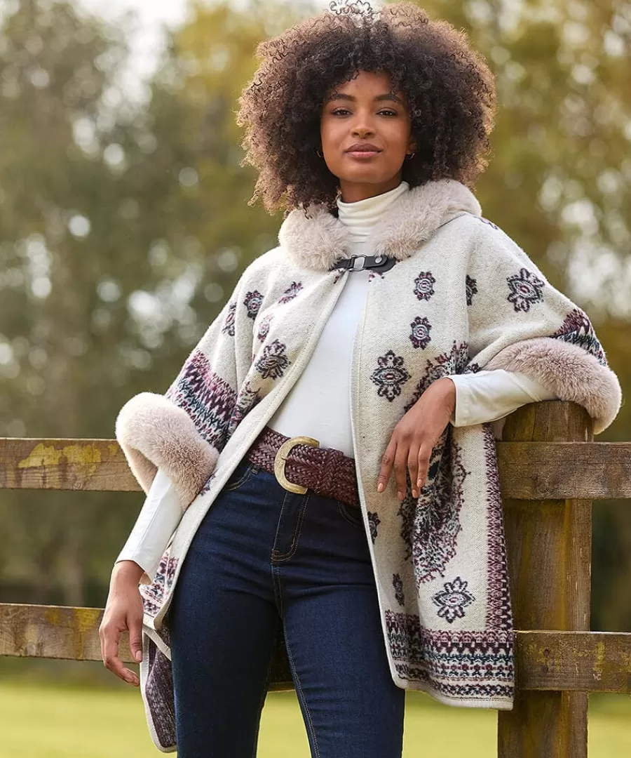 Shop Joe Browns All The Drama Hooded Cape Cream Multi