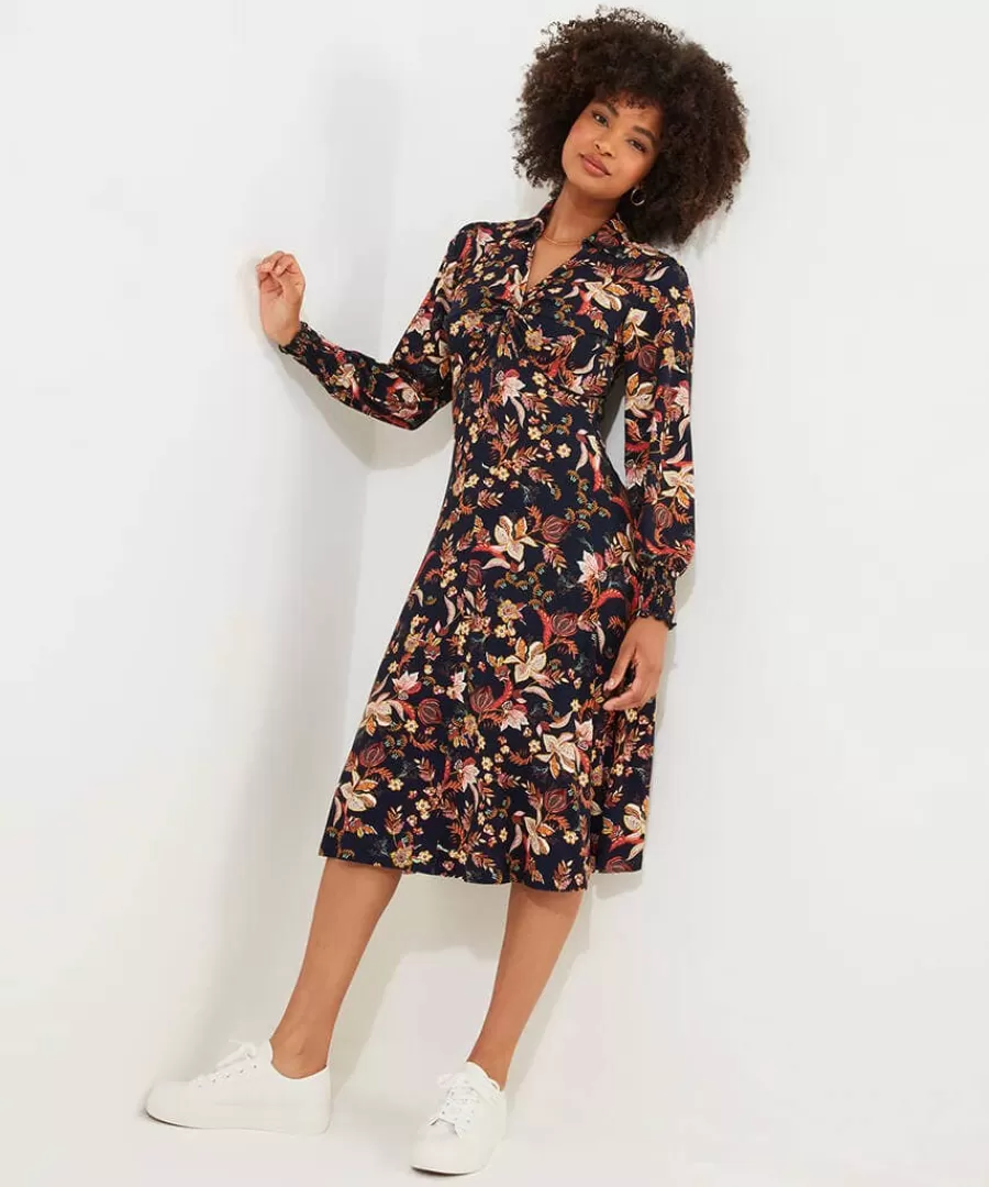 Hot Joe Browns Autumn Days Jersey Dress Navy