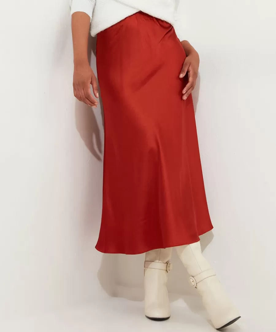 Flash Sale Joe Browns Autumn Days Satin Skirt Rust