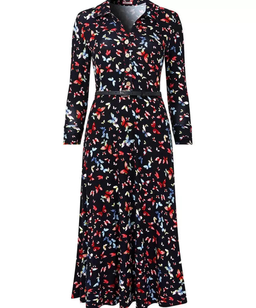 Clearance Joe Browns Beautiful Butterfly Jersey Dress Black