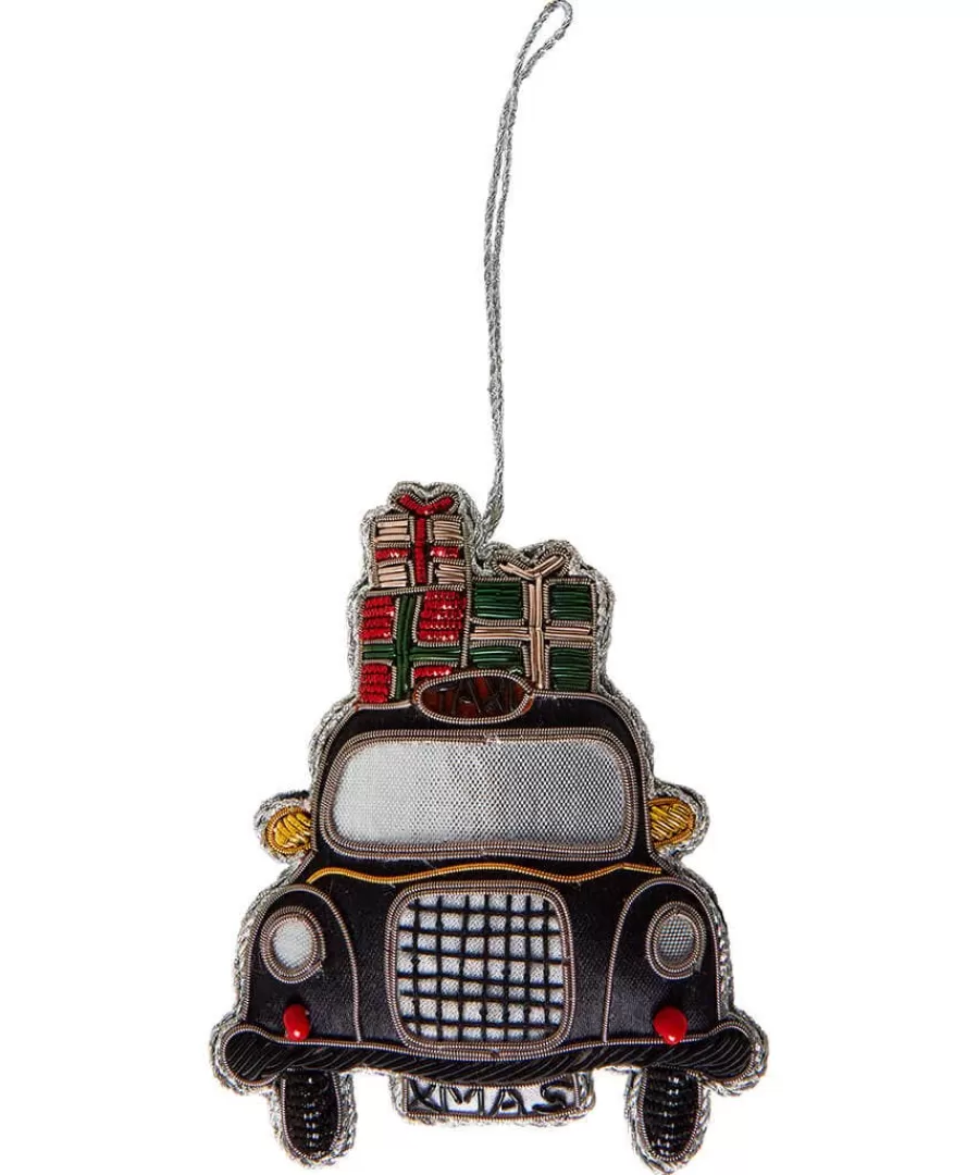 Outlet Joe Browns Beautifully Embroidered Taxi Christmas Ornament Black