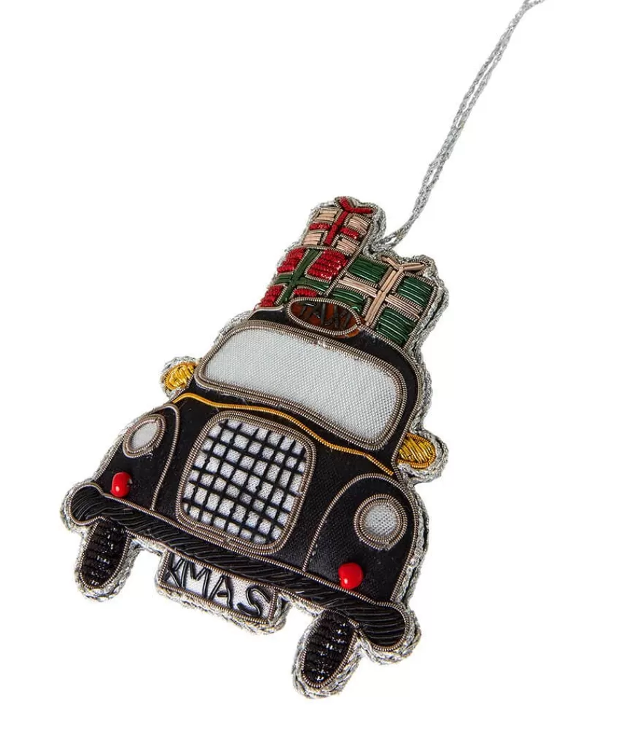 Outlet Joe Browns Beautifully Embroidered Taxi Christmas Ornament Black