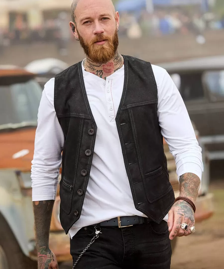 Sale Joe Browns Leather Waistcoat Black