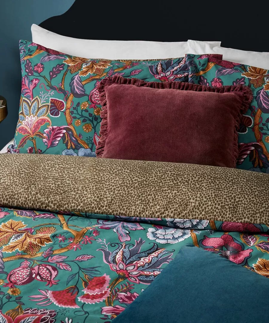 Discount Joe Browns Savanna Leopard Florals Cotton Slub Reversible Duvet Set Blue