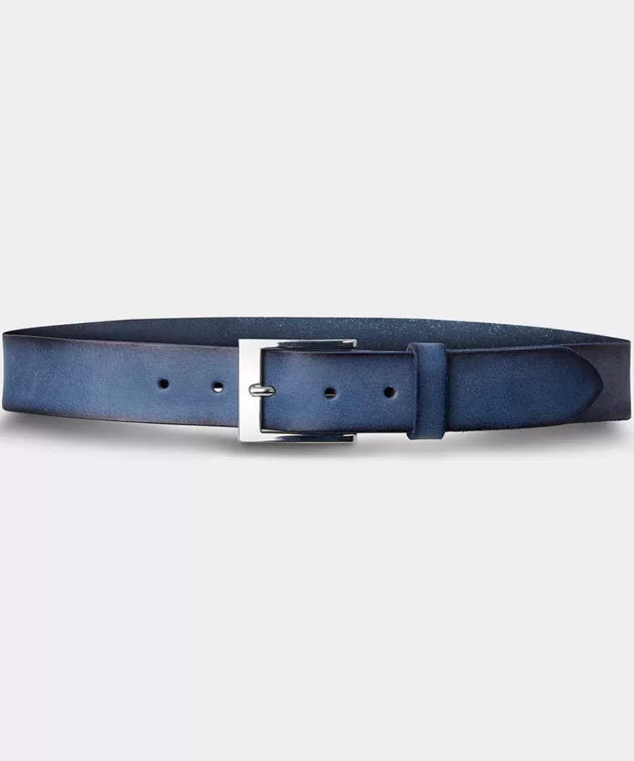 Best Joe Browns Blue Wash Men's Leather Belt Washed Blue