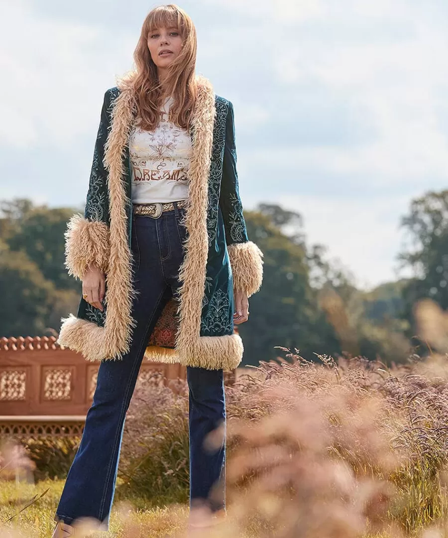 Discount Joe Browns Boho Girl Embroidered Boutique Coat Teal