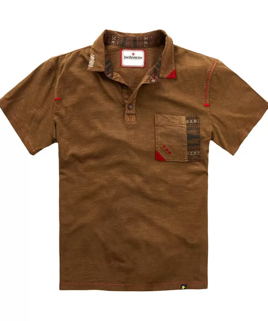 Hot Joe Browns Casually Customised Polo Shirt Brown