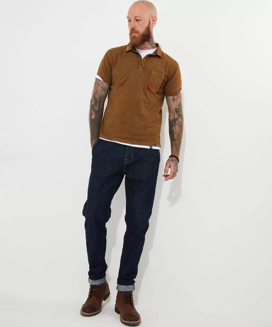 Hot Joe Browns Casually Customised Polo Shirt Brown