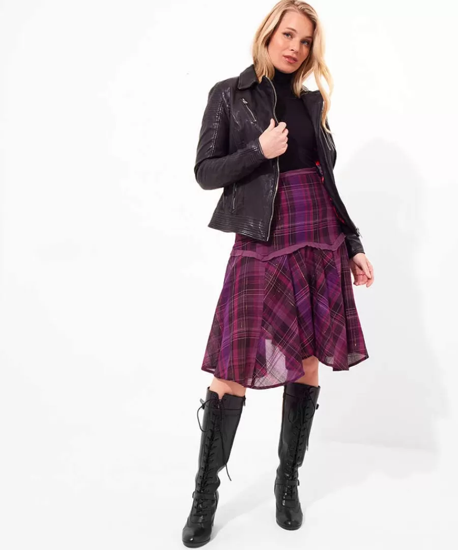 Hot Joe Browns Charming Check Skirt Purple