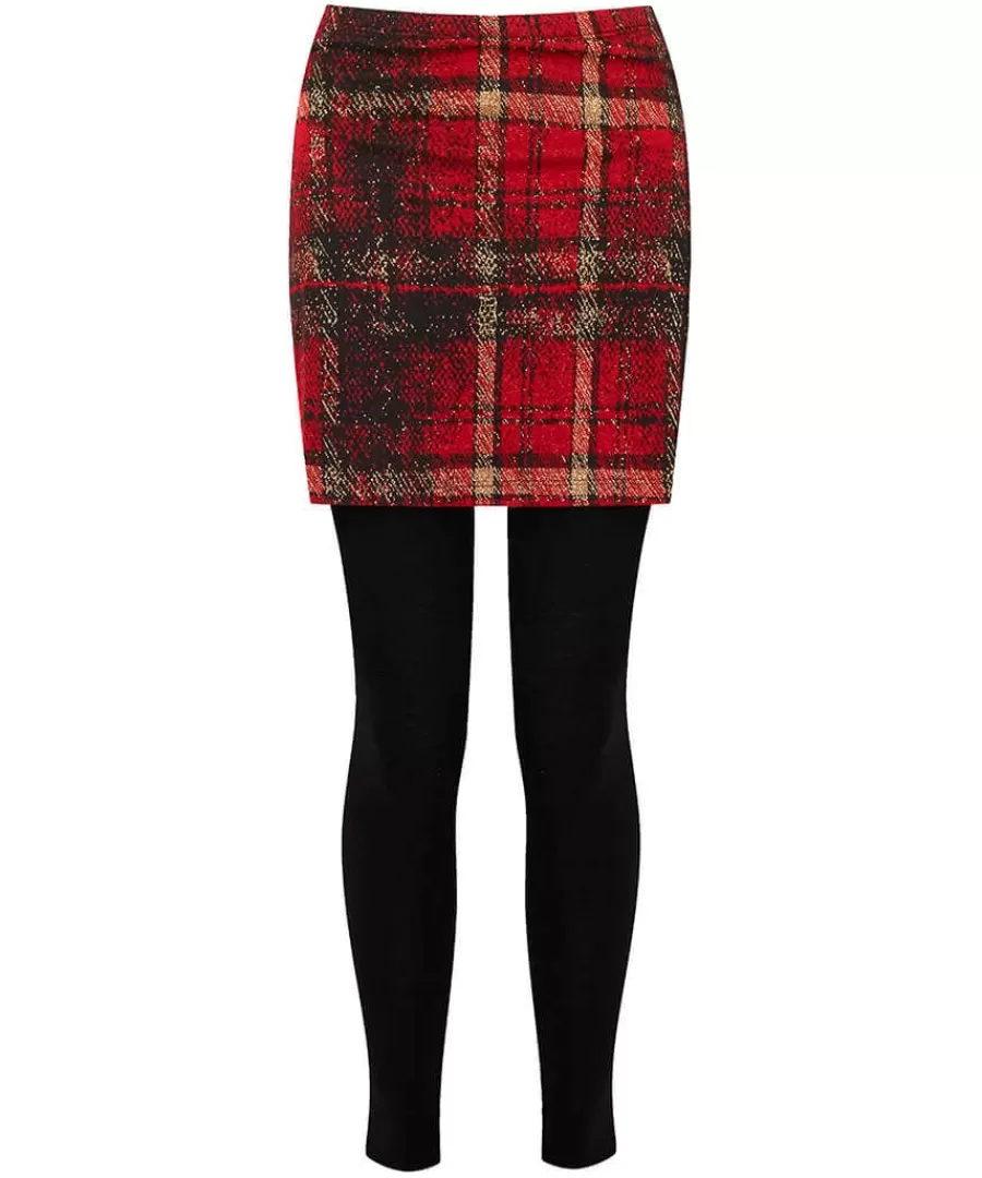 Outlet Joe Browns Charming Check Skirted Leggings Red