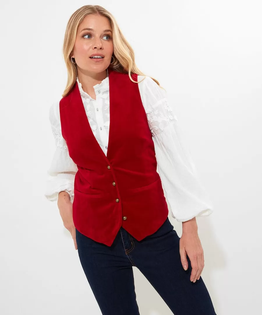 Shop Joe Browns Charming Velvet Waistcoat Red