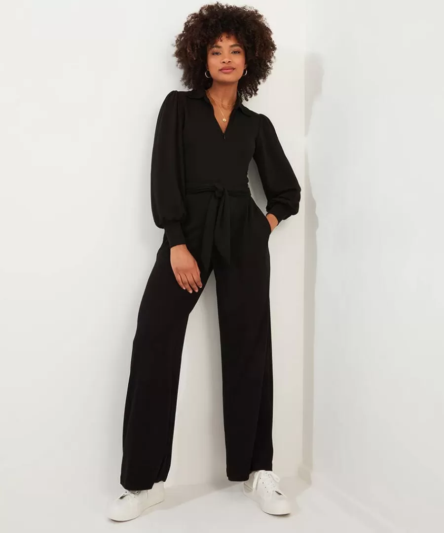 Fashion Joe Browns Charming Zipped Jumpsuit Black / Blue
