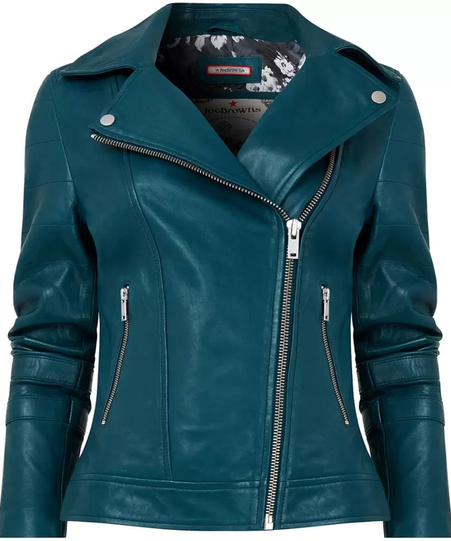 Online Joe Browns Classic Leather Biker Jacket Blue