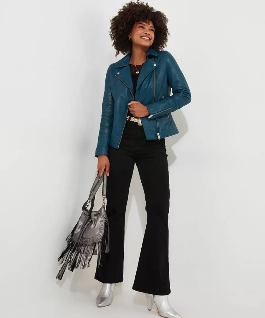 Online Joe Browns Classic Leather Biker Jacket Blue