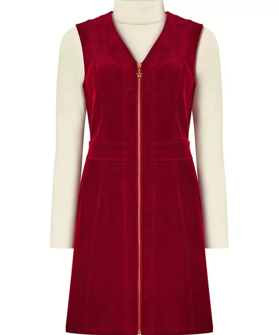 New Joe Browns Confident Cord Pinafore Dress Burnt Orange