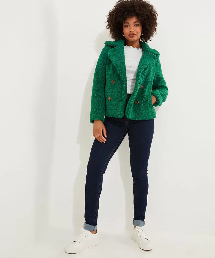 Cheap Joe Browns Cosy And Cute Teddy Jacket Green / Ochre