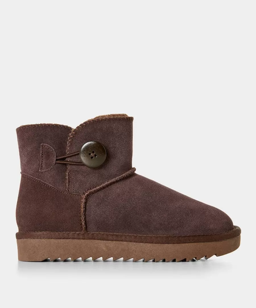 Discount Joe Browns Cosy Button Trim Suede Boots Dark Brown