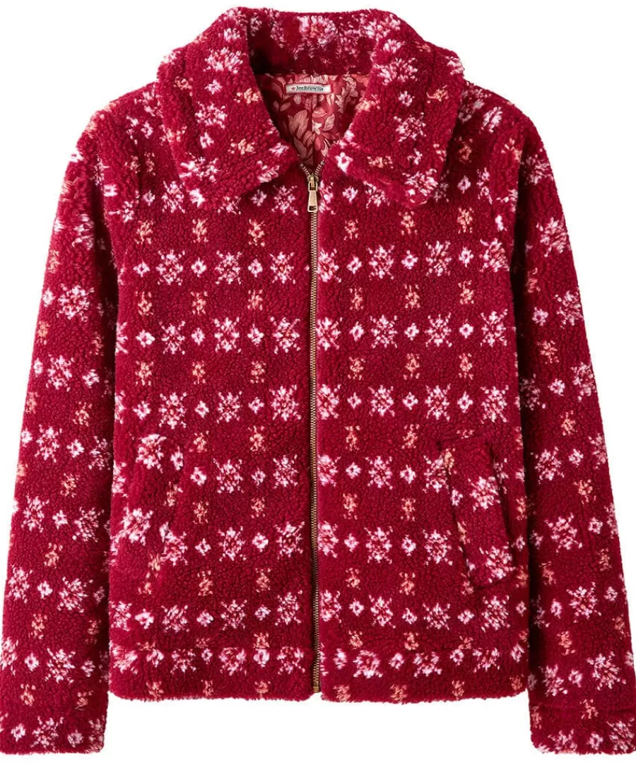 Fashion Joe Browns Cosy Cabin Patterned Fleece Jacket Red