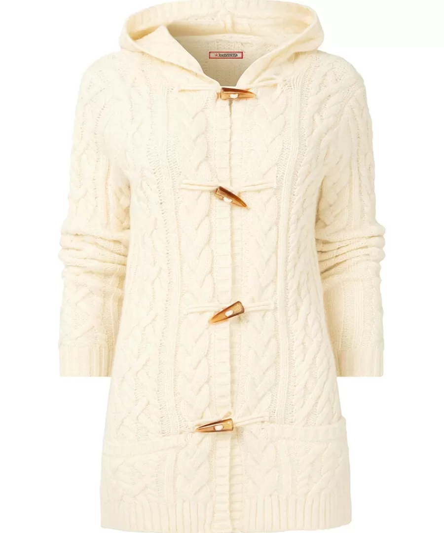 Cheap Joe Browns Cosy Cable Hooded Cardigan Cream