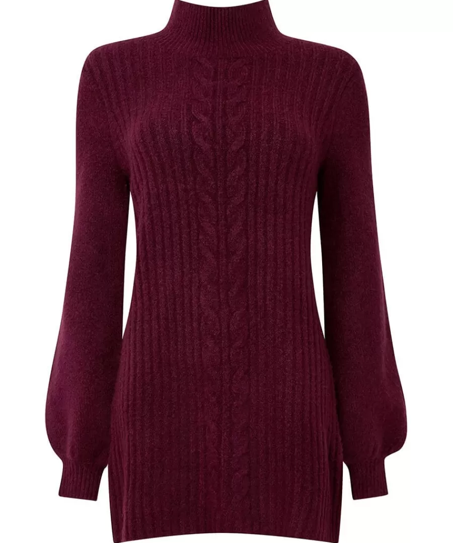 Hot Joe Browns Cosy Cable Jumper Dress Berry