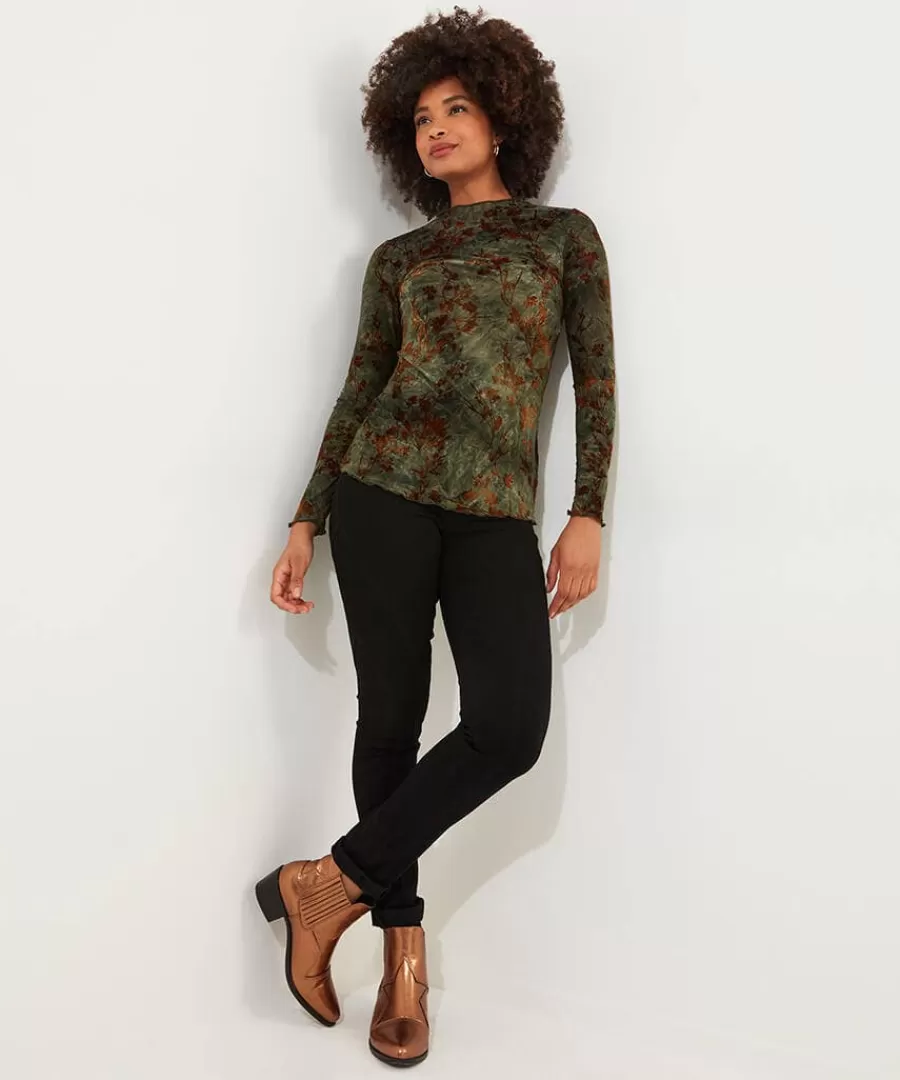 Shop Joe Browns Danielle Flocked Top Green