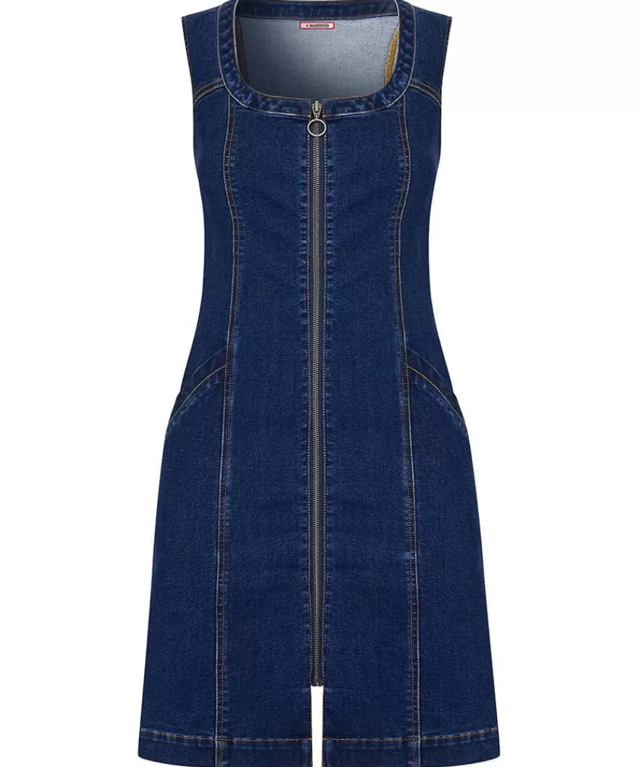 Hot Joe Browns Dawn Denim Zip Through Pinafore Blue
