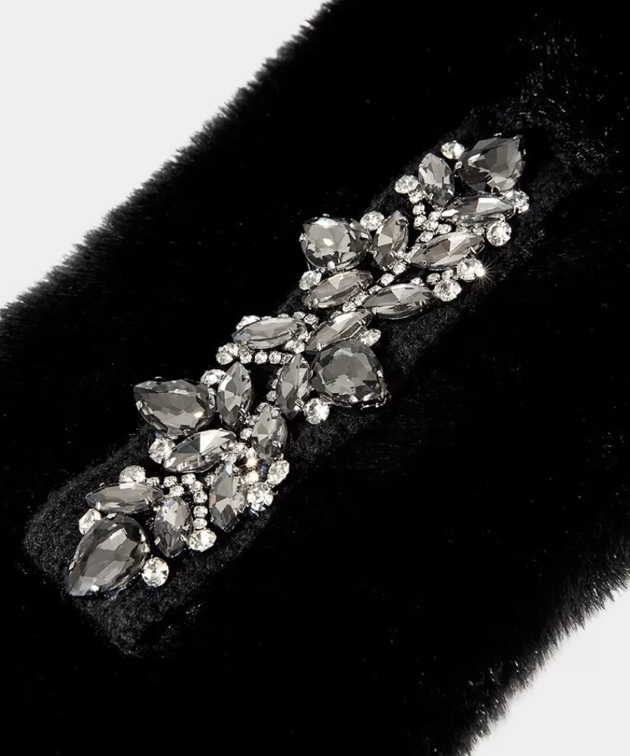 Outlet Joe Browns Delilah Jewelled Faux Fur Stole Black