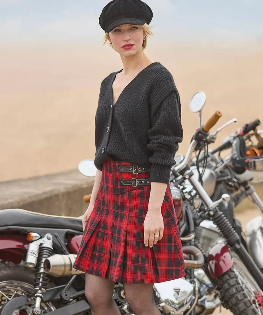 Store Joe Browns Dixie Check Pleated Skirt Red