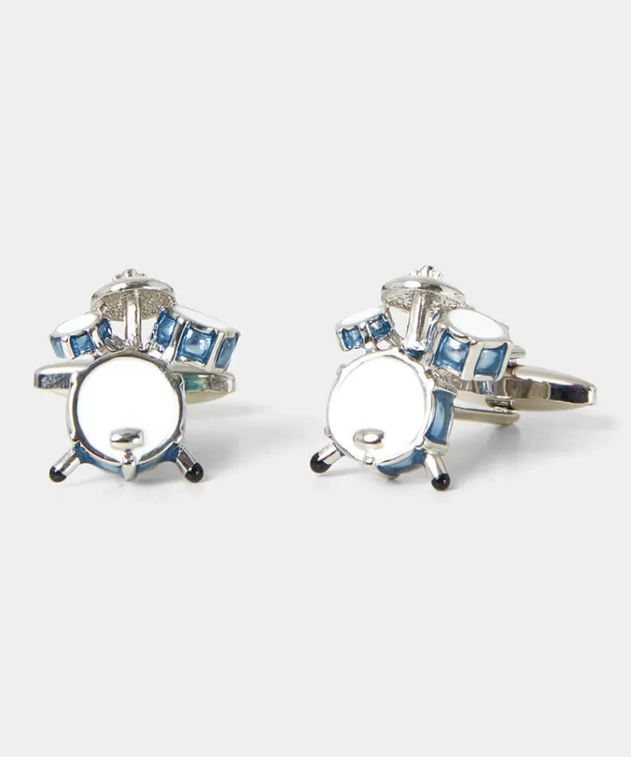 Cheap Joe Browns Drumkit Cufflinks Blue Multi