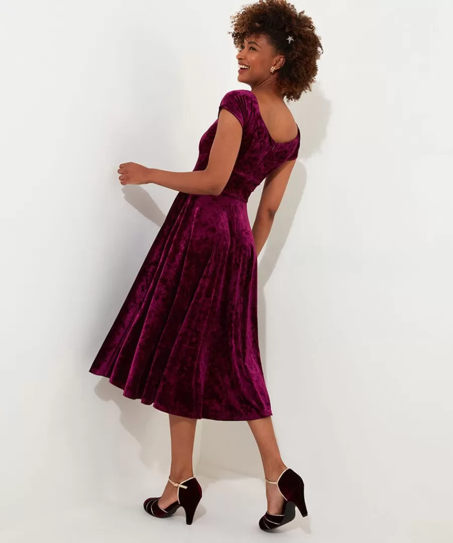 Fashion Joe Browns Ellie Vintage Velour Dress Berry