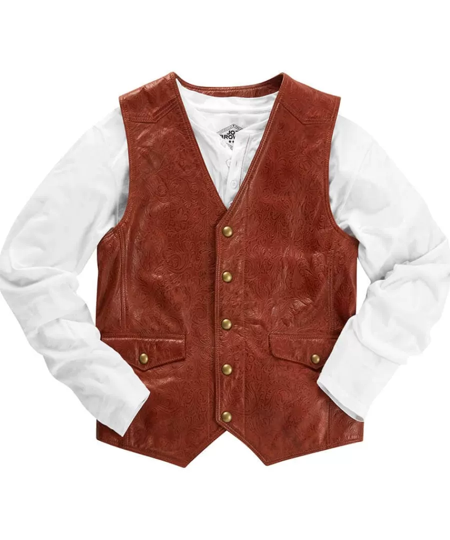 Best Joe Browns Embossed Leather Waistcoat Brick