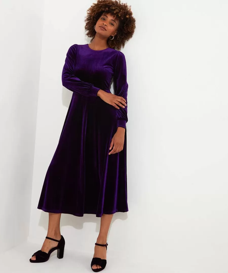 Online Joe Browns Etta Velour Dress Purple / Teal
