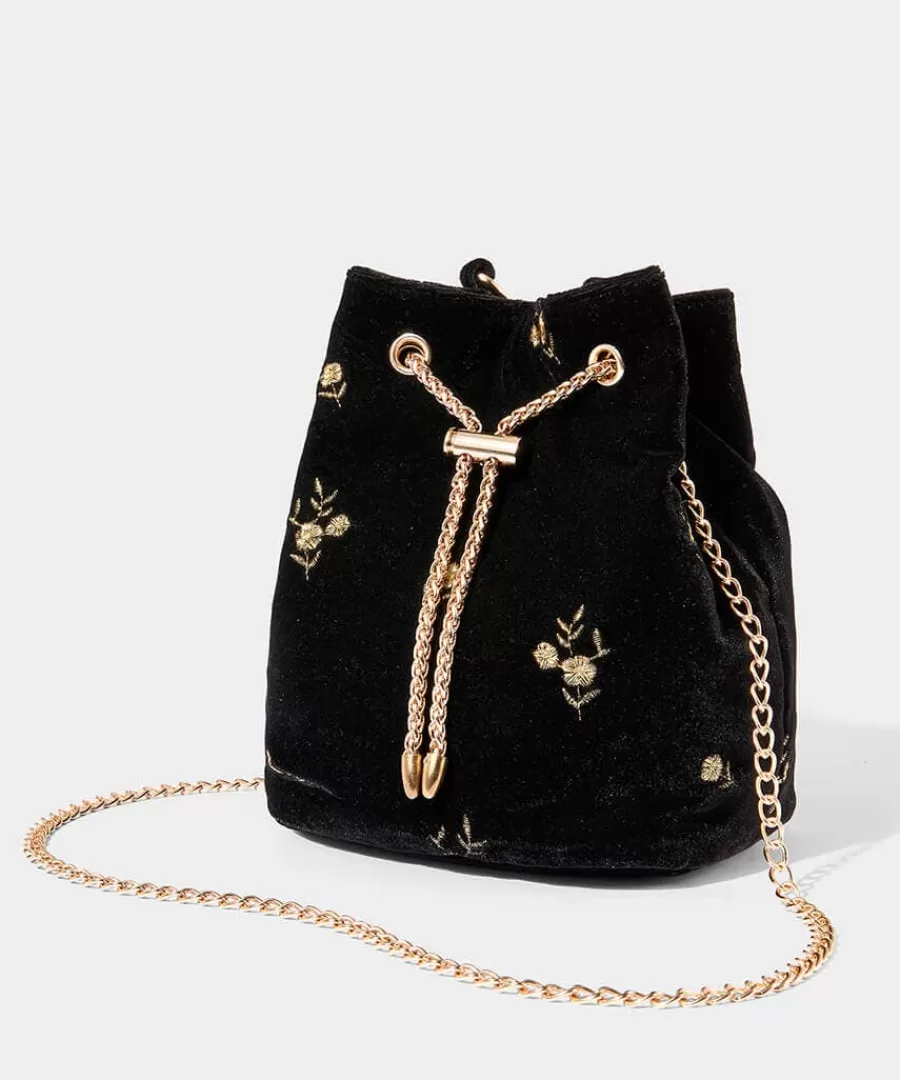 New Joe Browns Evening Rose Velvet Bag Black/Gold