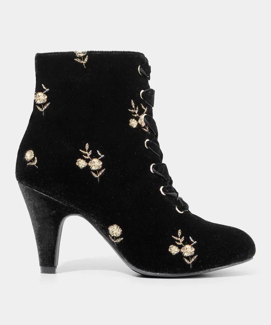 Outlet Joe Browns Evening Rose Velvet Boots Black/Gold