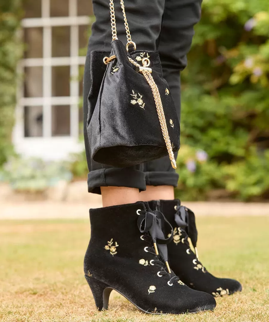 Outlet Joe Browns Evening Rose Velvet Boots Black/Gold