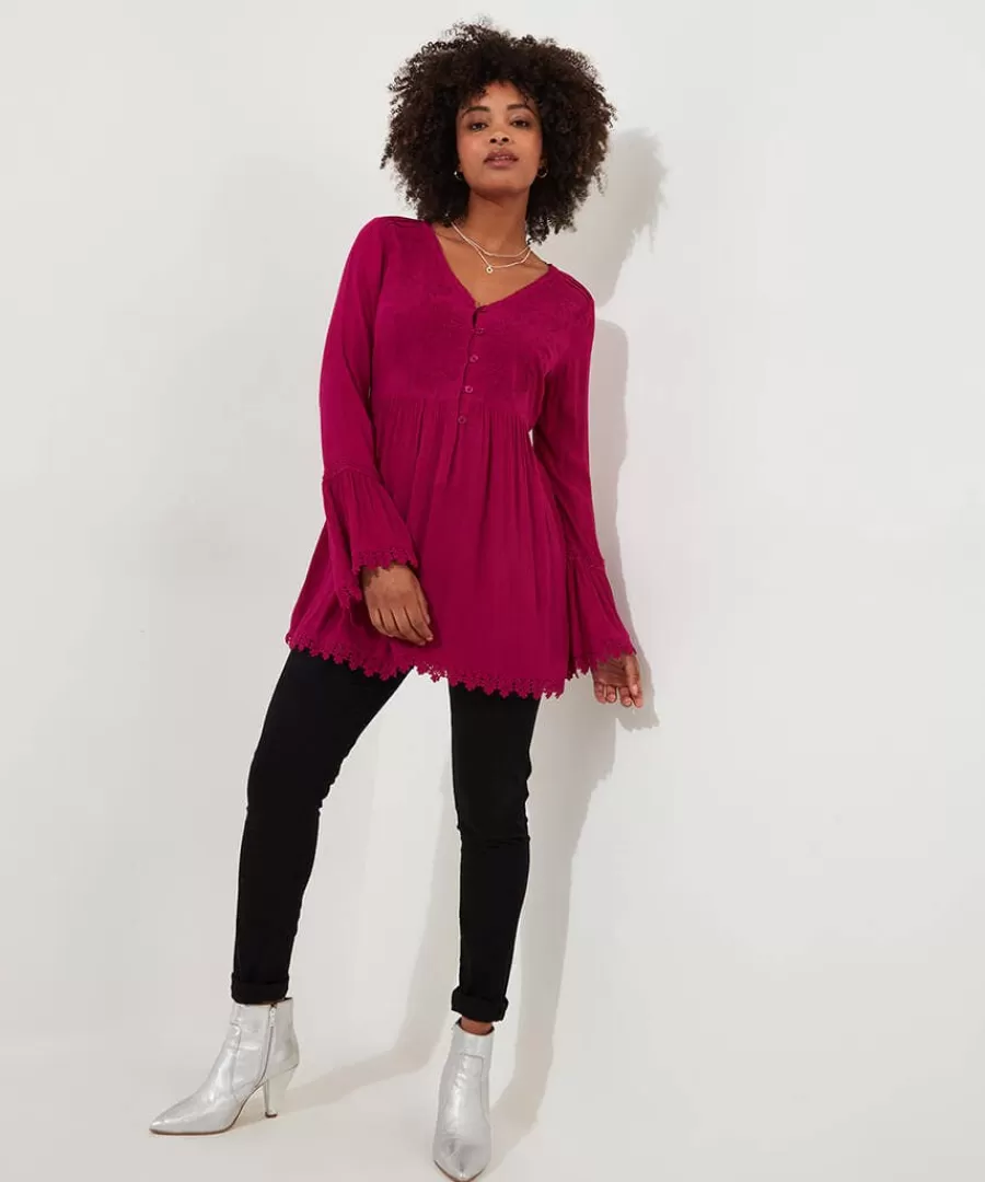 Sale Joe Browns Ever So Pretty Embroidered Tunic Top Pink