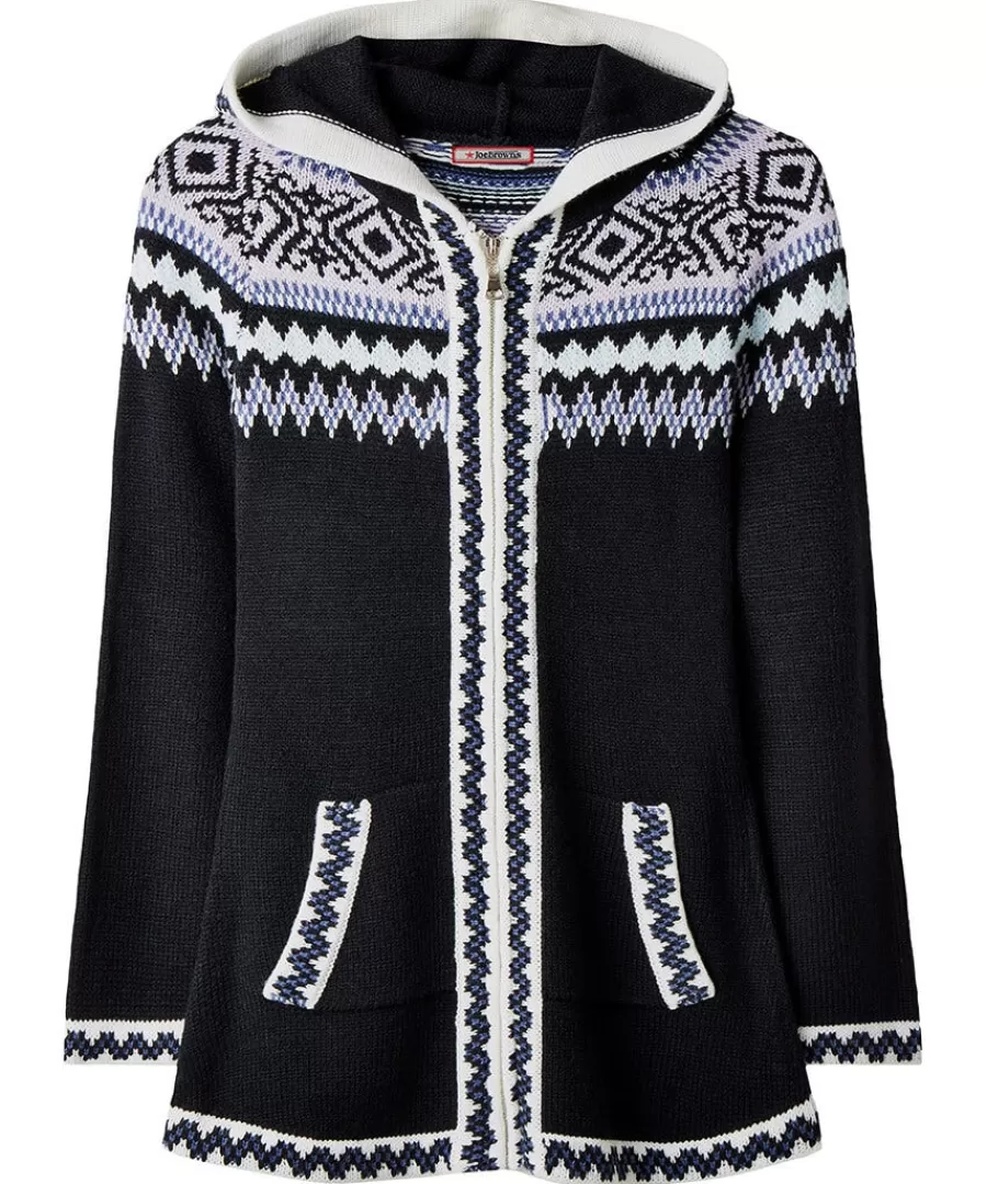 Online Joe Browns Fabulous Zip Front Hooded Fairisle Jumper Black