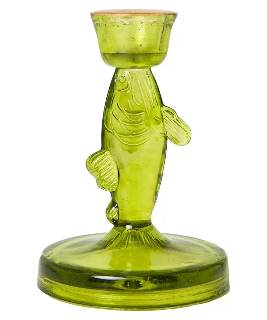 Flash Sale Joe Browns Fantastic Fish Glass Candle Holder Green