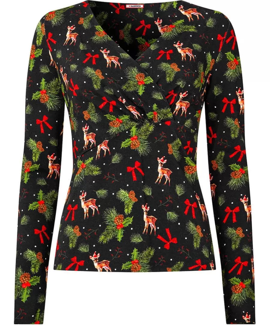 Cheap Joe Browns Feeling Festive Jersey Wrap Top Black