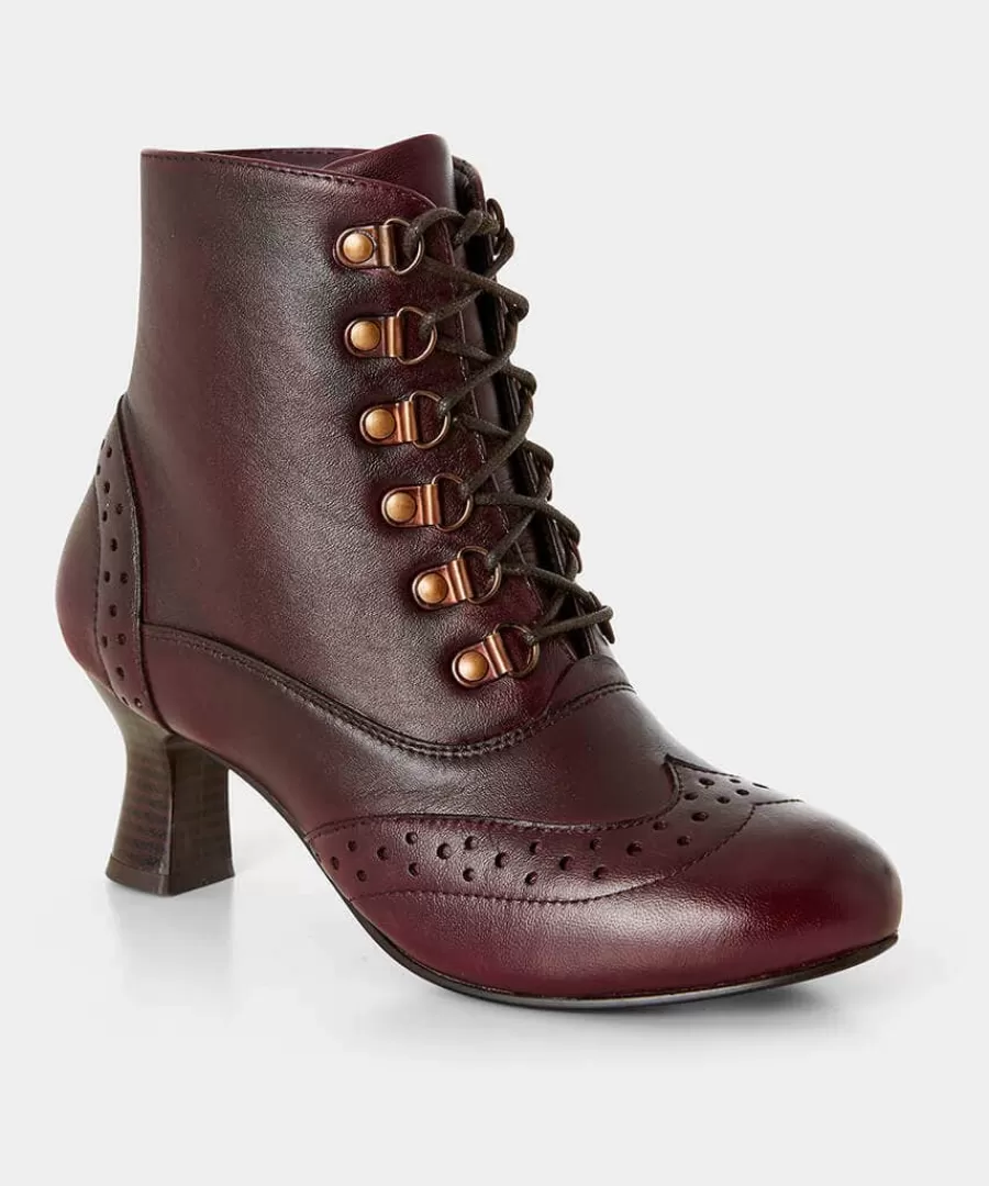 Outlet Joe Browns Fenchurch Leather Ankle Boots Burgundy