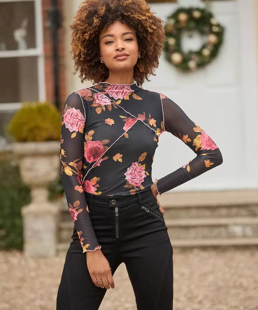 Fashion Joe Browns Florence Mesh Top Black