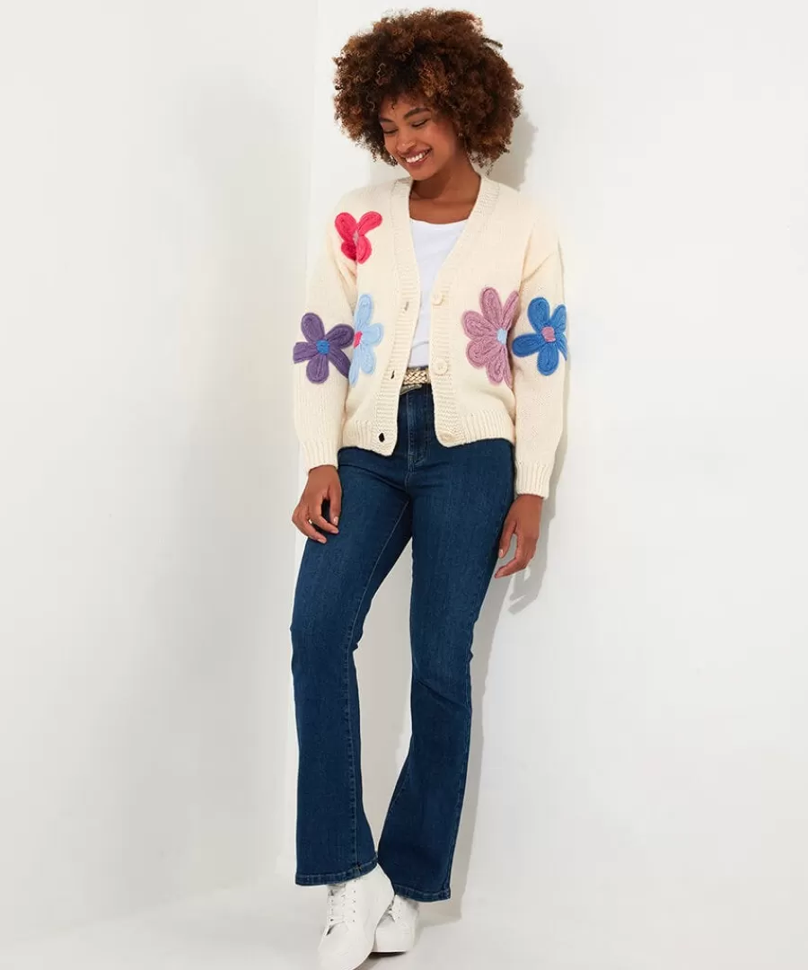 Cheap Joe Browns Freya Floral Applique Cardigan Cream
