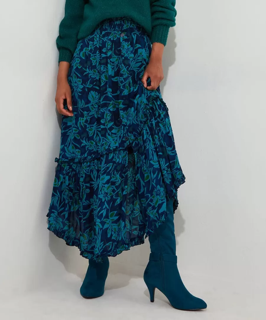 New Joe Browns Freya Floral Skirt Blue