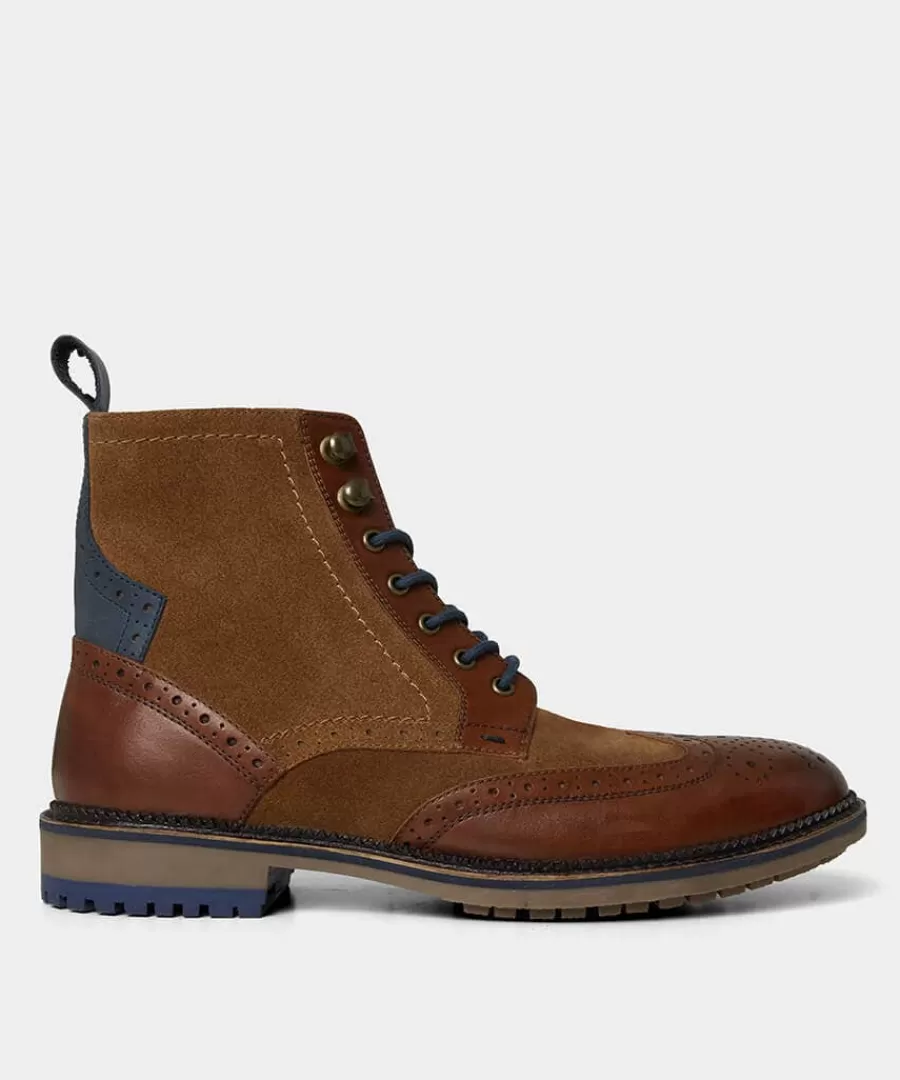 Store Joe Browns Gents Club Mixed Leather Boots Tan Multi