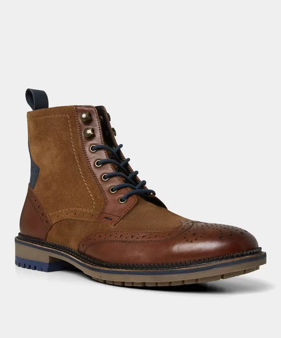 Store Joe Browns Gents Club Mixed Leather Boots Tan Multi