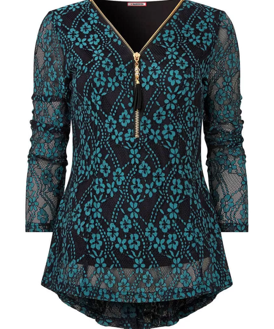 Sale Joe Browns Georgie Lace Zip Top Teal
