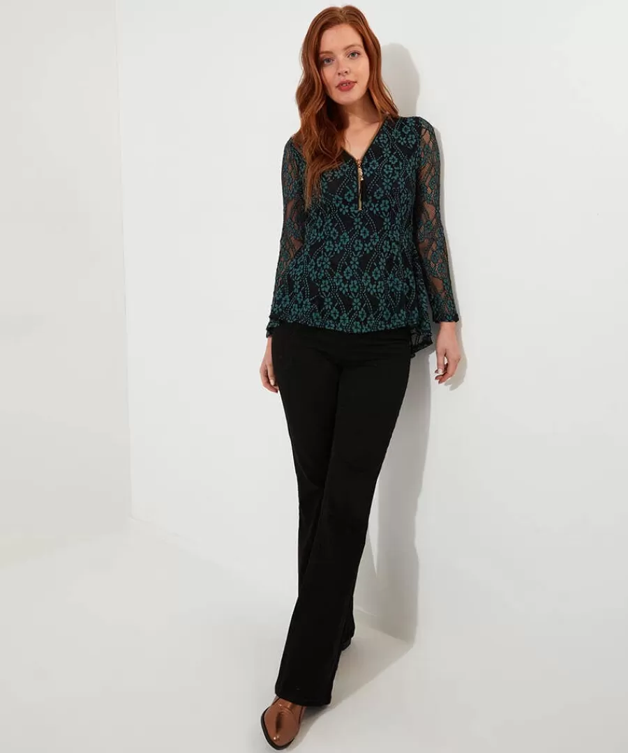 Sale Joe Browns Georgie Lace Zip Top Teal