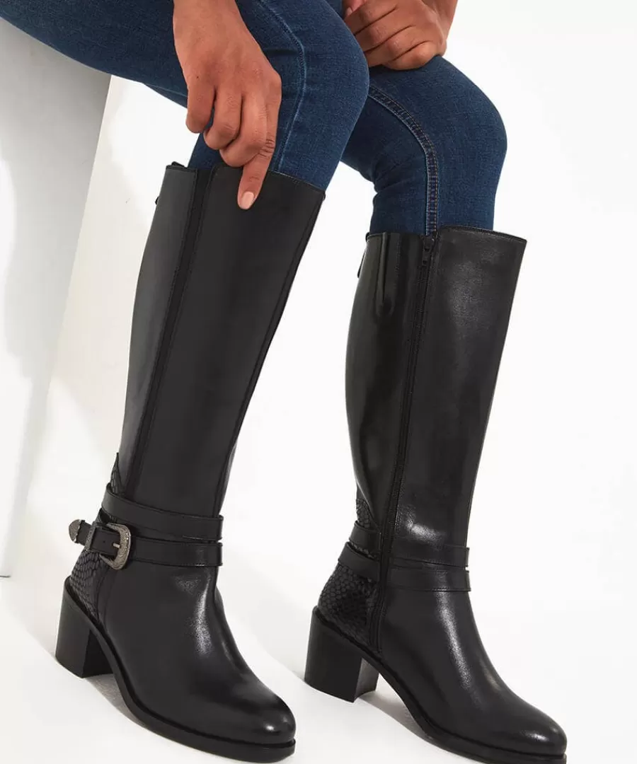 Outlet Joe Browns Gigi Premium Leather Rider Boots Black