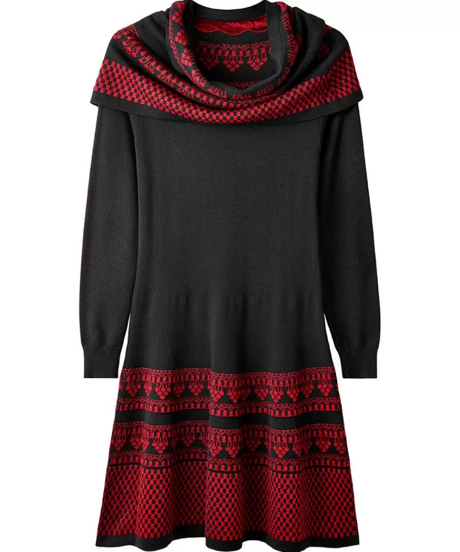 Fashion Joe Browns Glamorous Glitter Knit Dress With Snood Black