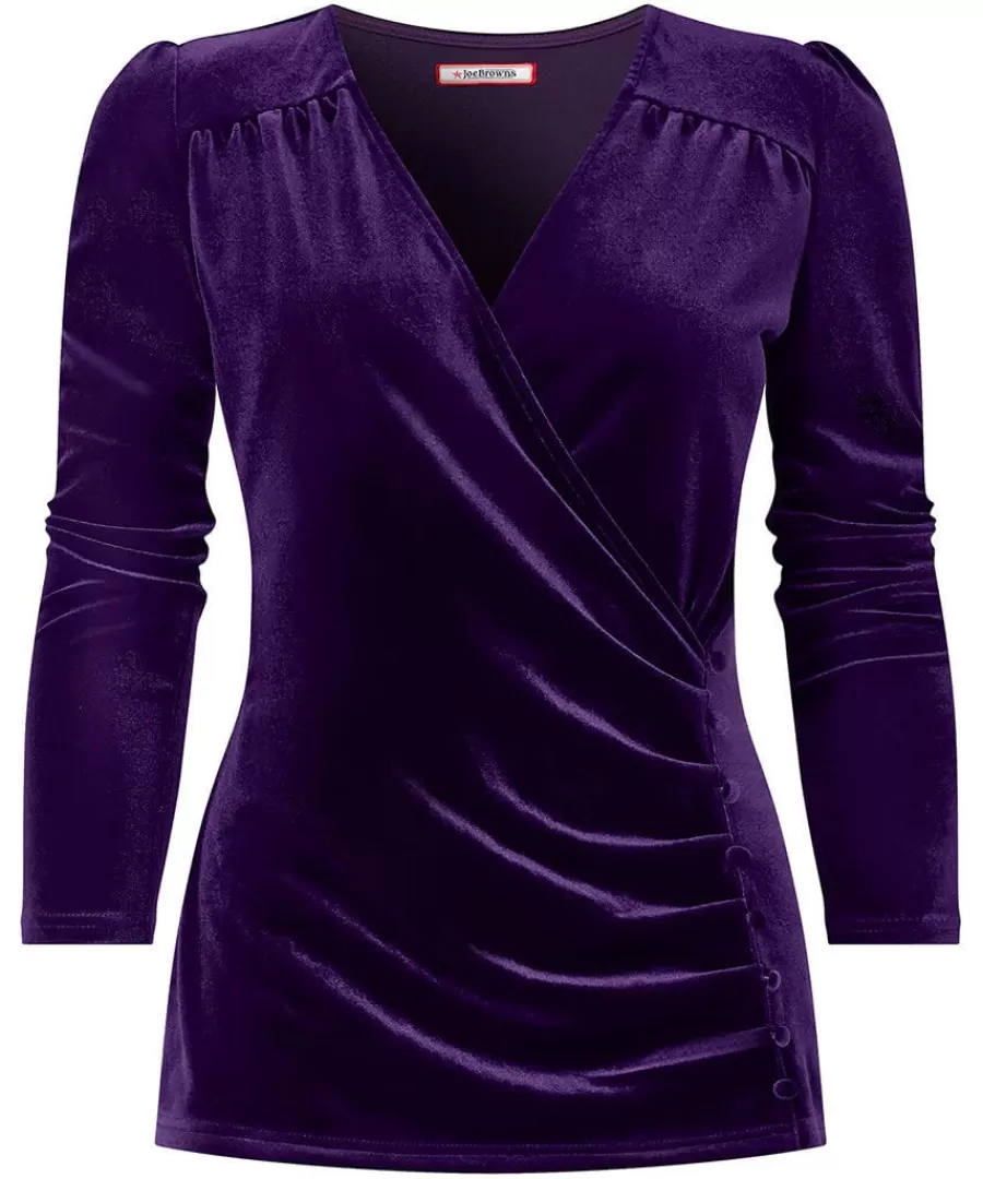 Sale Joe Browns Glamorous Velour Wrap Top Purple / Teal